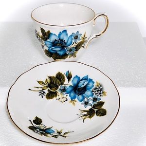 Queen Anne's Blue Rose Cup and Saucer